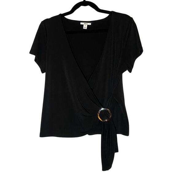 Bar III Tops - Black Wrap Blouse - Silver Detail - Women's Size Medium
